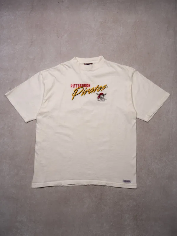 Vintage '97 White Pittsburgh Pirates Embroided Tee (L) sold by Rebalance Vintage