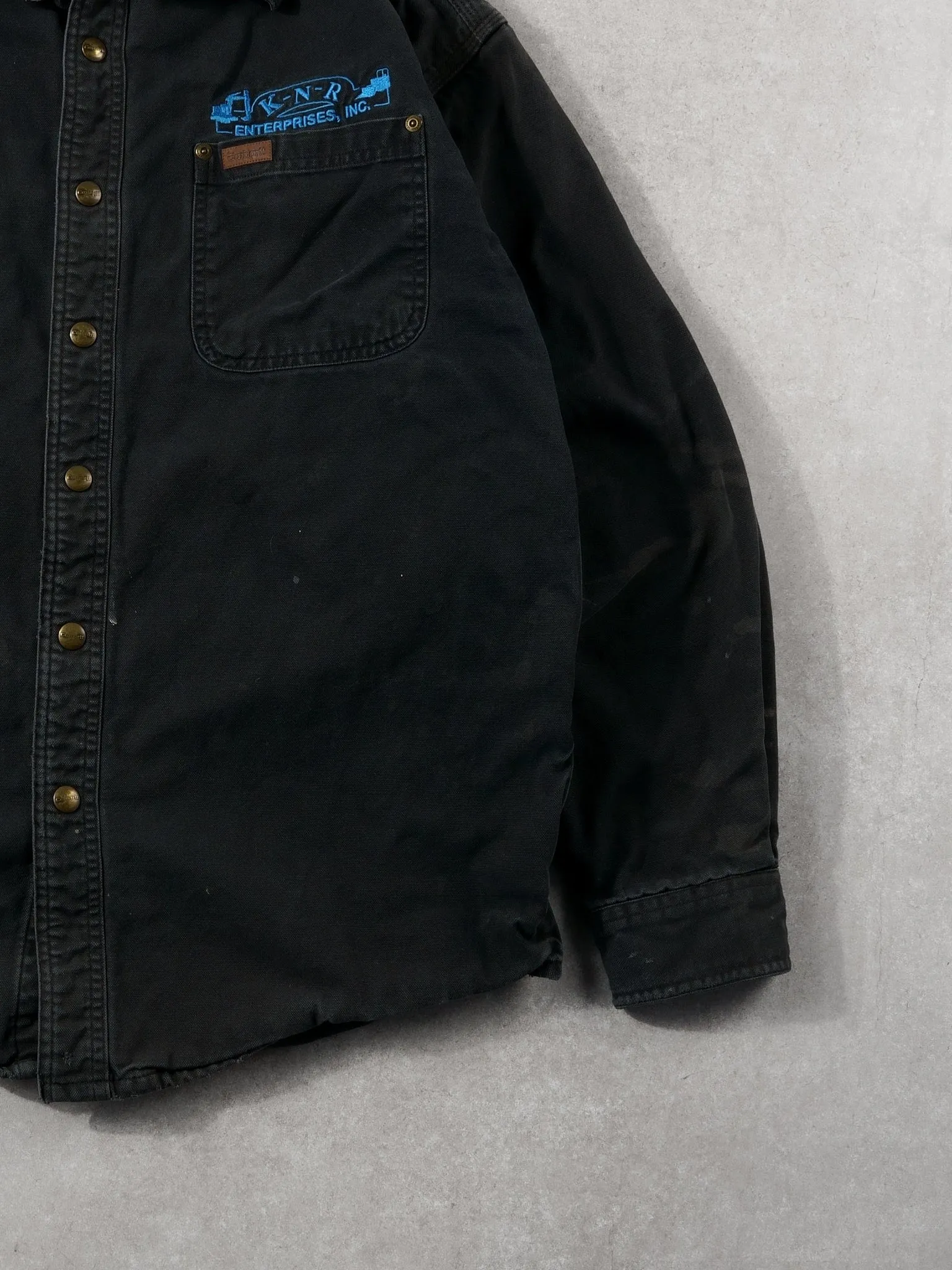 Vintage 90s Black Carhartt Denim Lined Collared Button Up (M) sold by Rebalance Vintage product image thumbnail 3