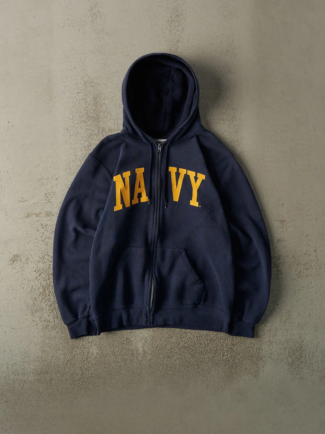 Vintage Y2K Navy Blue US Navy Zip Up Hoodie (M) sold by Rebalance Vintage