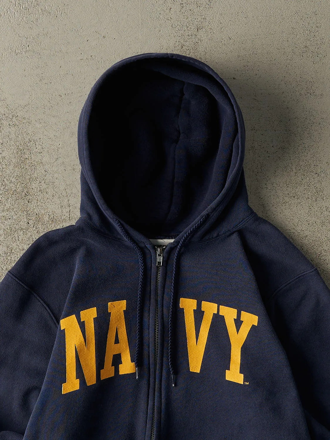 Vintage Y2K Navy Blue US Navy Zip Up Hoodie (M) sold by Rebalance Vintage product image thumbnail 2