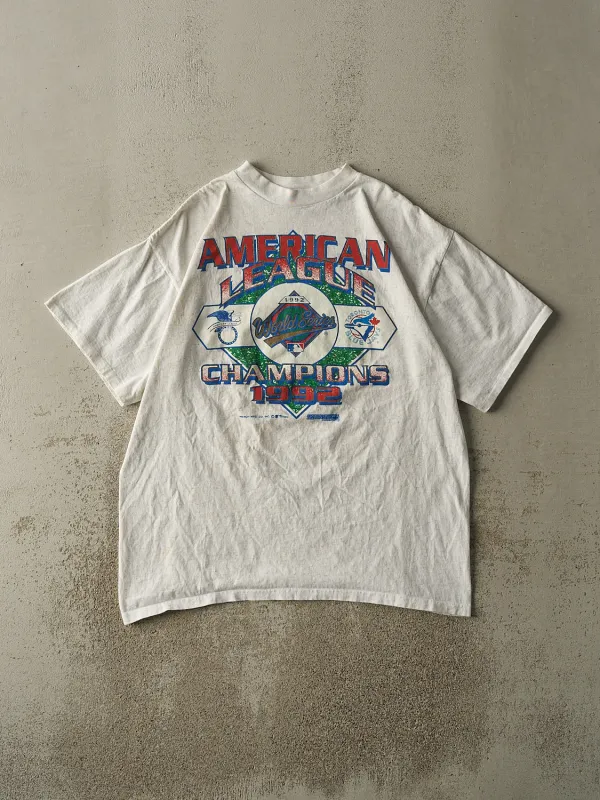 Vintage 92' Heather Grey Toronto Blue Jays World Series Champions Tee (XL) sold by Rebalance Vintage