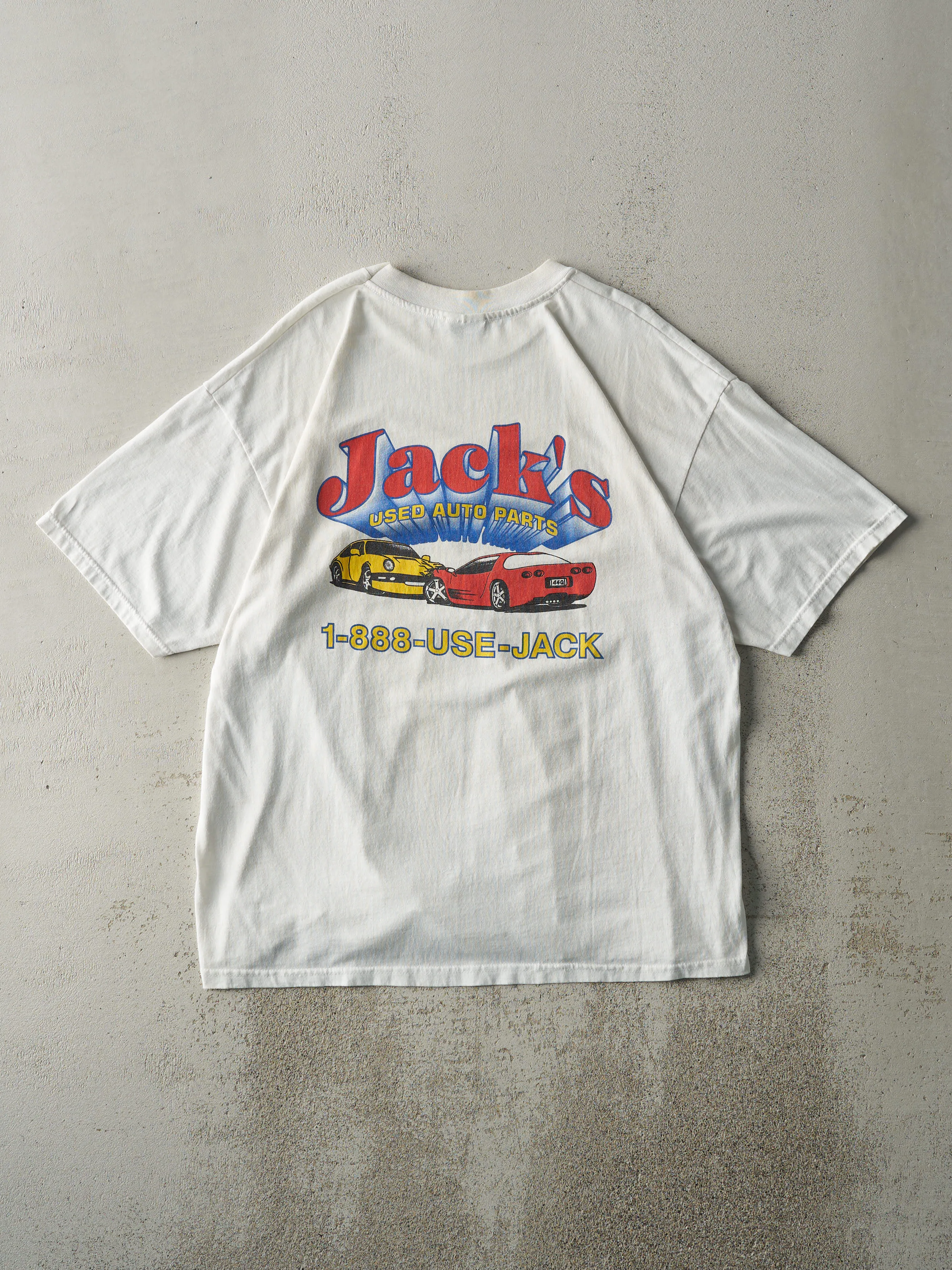 Vintage 90s White Jacks Used Auto Parts Tee (L) sold by Rebalance Vintage
