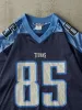 Vintage 90s Navy Tennessee Titans Derrick Mason #85 Signed Cropped Football Jersey (L) sold by Rebalance Vintage