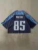Vintage 90s Navy Tennessee Titans Derrick Mason #85 Signed Cropped Football Jersey (L) sold by Rebalance Vintage
