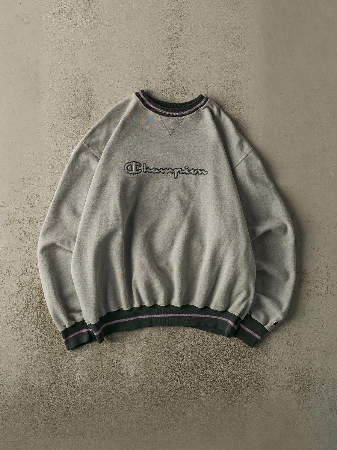Vintage 90s Grey & Green Champion Embroidered Boxy Crewneck (XL/XXL) sold by Rebalance Vintage