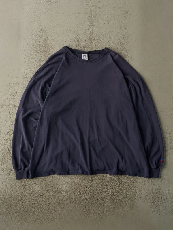 Vintage Y2K Navy Blue Russell Athletic Blank Long Sleeve (XL/XXL) sold by Rebalance Vintage