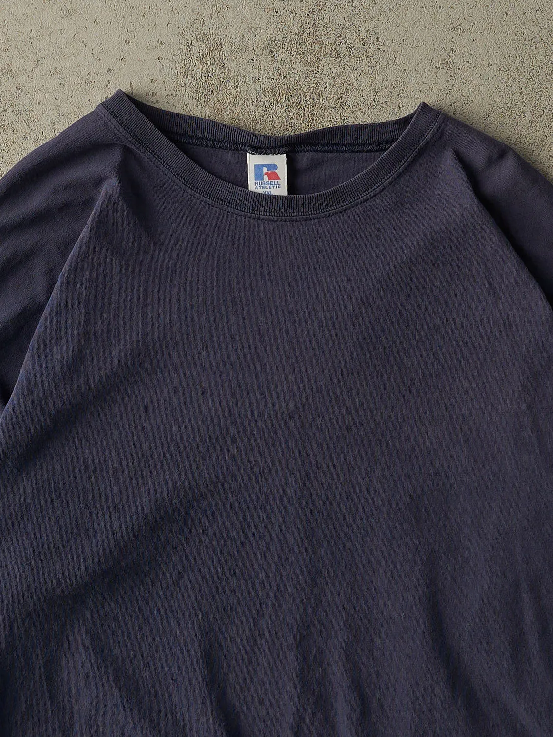 Vintage Y2K Navy Blue Russell Athletic Blank Long Sleeve (XL/XXL) sold by Rebalance Vintage product image thumbnail 2