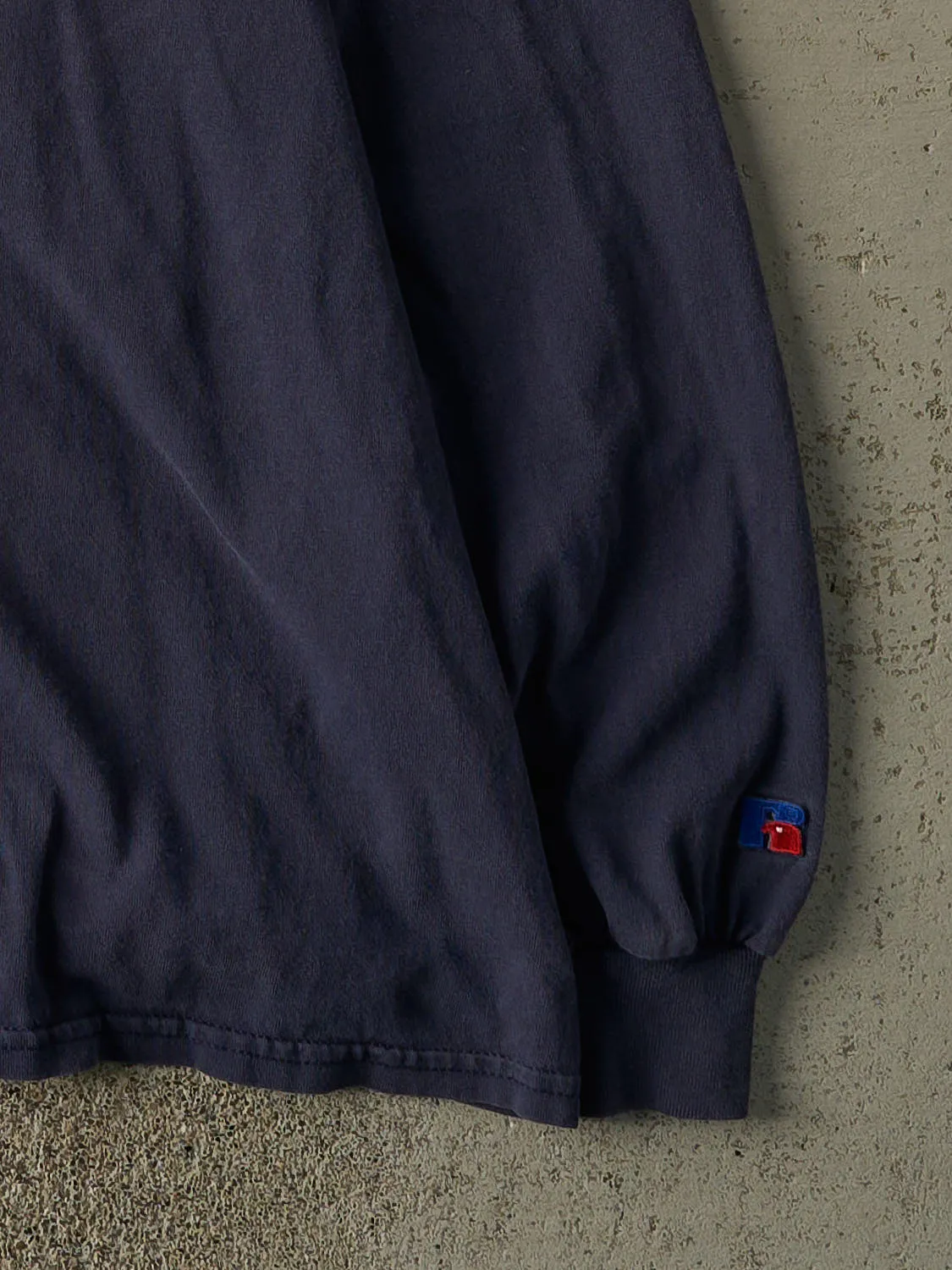 Vintage Y2K Navy Blue Russell Athletic Blank Long Sleeve (XL/XXL) sold by Rebalance Vintage product image thumbnail 3