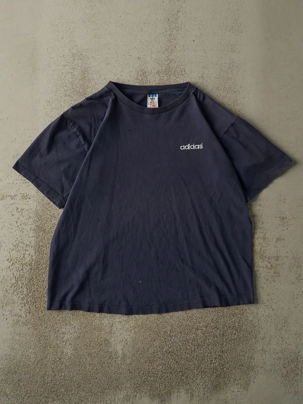 Vintage Y2K Navy Blue Adidas Embroidered Logo Single Stitch Tee (M/L) sold by Rebalance Vintage