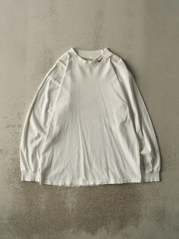 Vintage Y2K White Nike Embroidered Mock Neck Long Sleeve (L/XL) sold by Rebalance Vintage