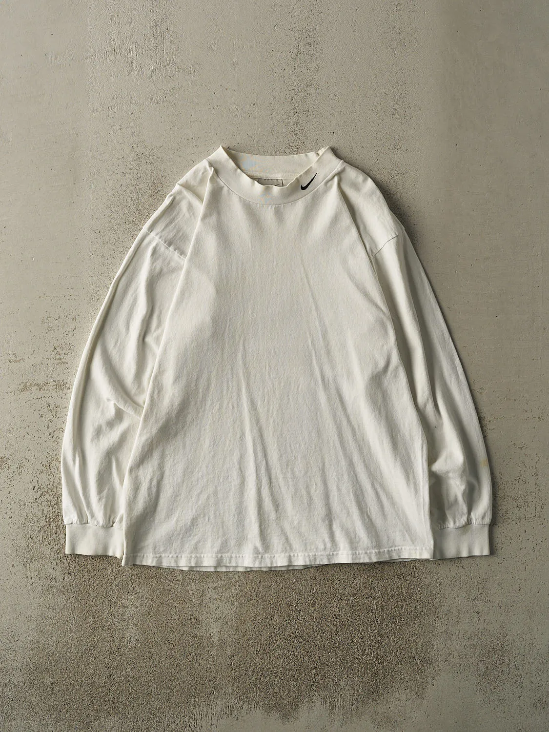 Vintage Y2K White Nike Embroidered Mock Neck Long Sleeve (L/XL) sold by Rebalance Vintage