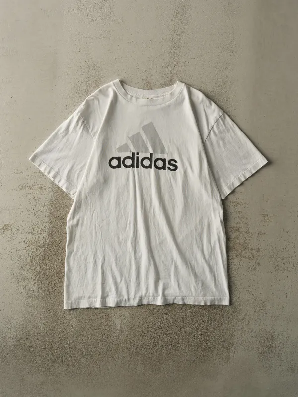 Vintage 90s White Adidas Logo Tee (L/XL) sold by Rebalance Vintage