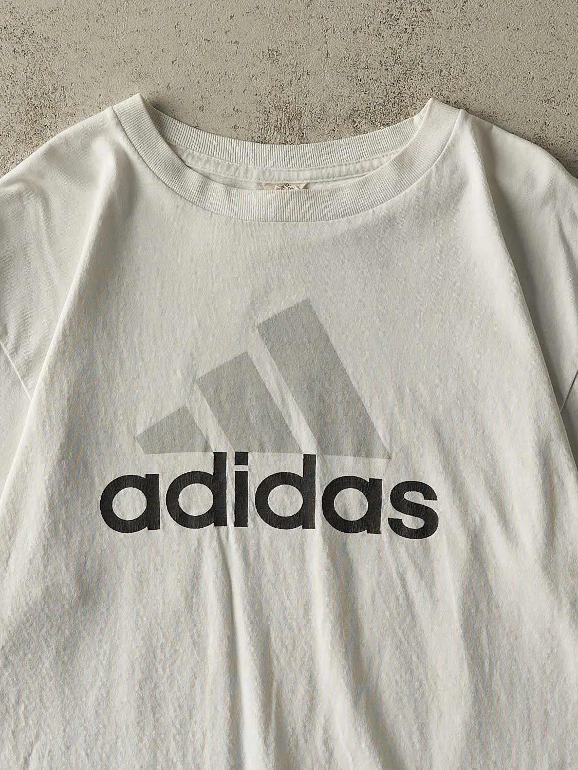 Vintage 90s White Adidas Logo Tee (L/XL) sold by Rebalance Vintage product image thumbnail 2