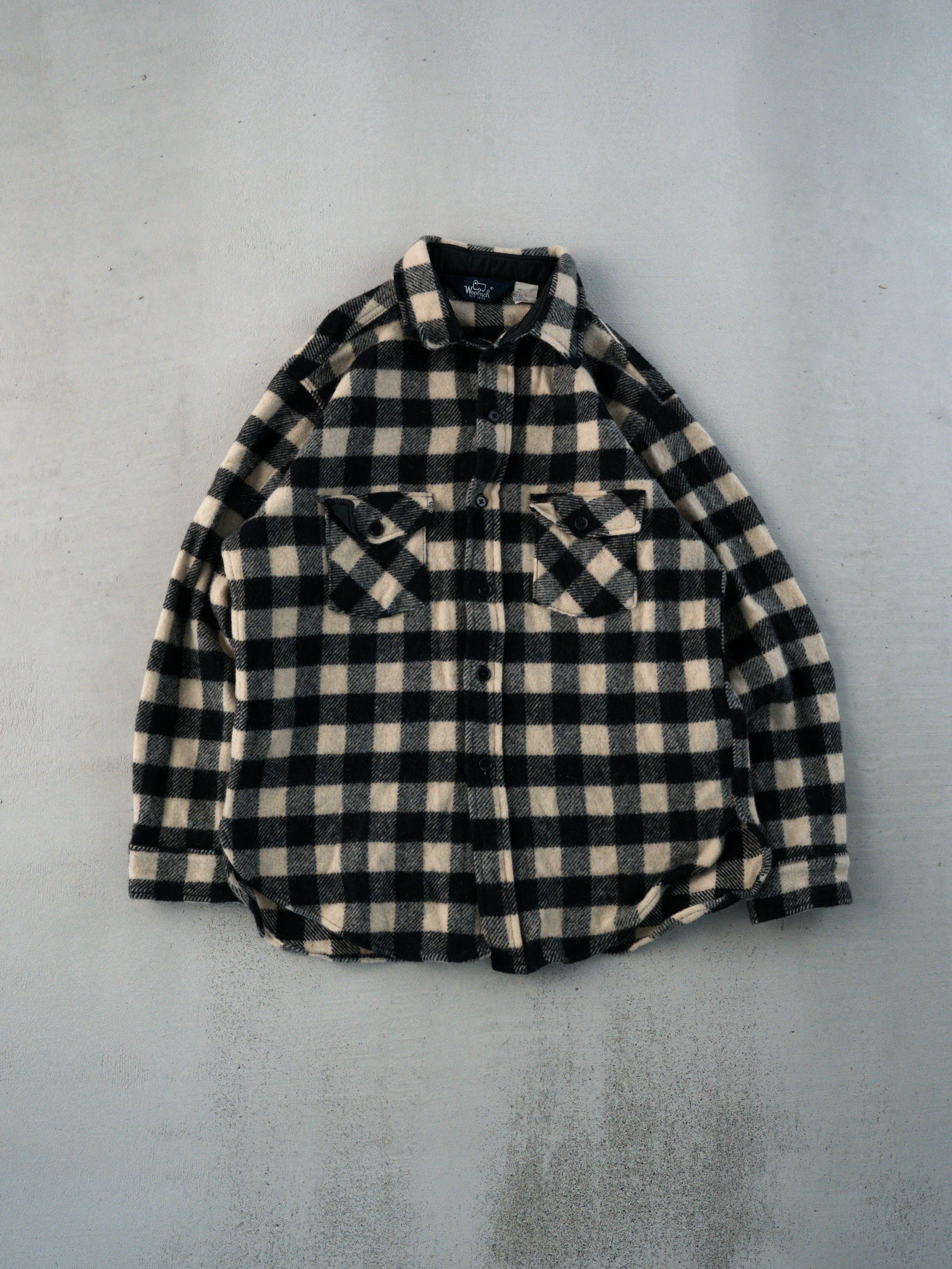 Vintage 70s Black and White Woolrich Checkered Button Up (S/M) sold by Rebalance Vintage
