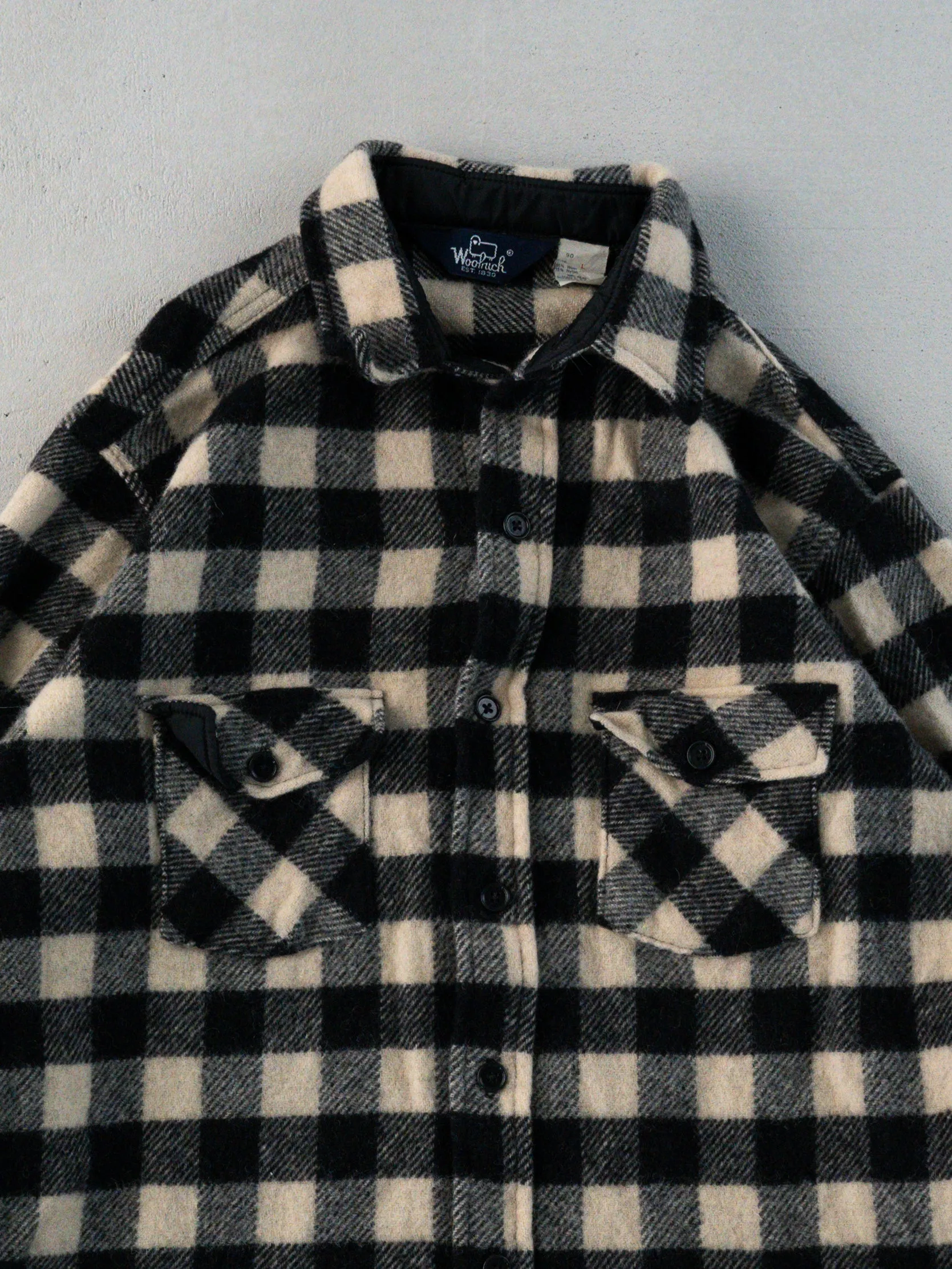 Vintage 70s Black and White Woolrich Checkered Button Up (S/M) sold by Rebalance Vintage product image thumbnail 2