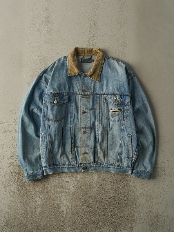 Vintage 90s Light Wash Embroidered Boxy Jean Jacket (L/XL) sold by Rebalance Vintage