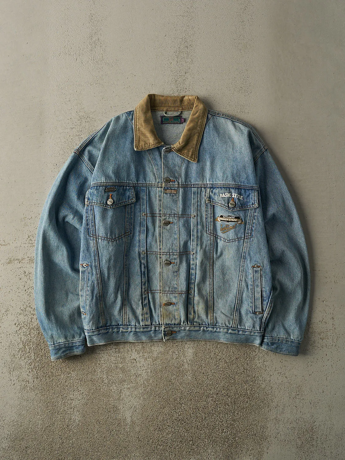 Vintage 90s Light Wash Embroidered Boxy Jean Jacket (L/XL) sold by Rebalance Vintage