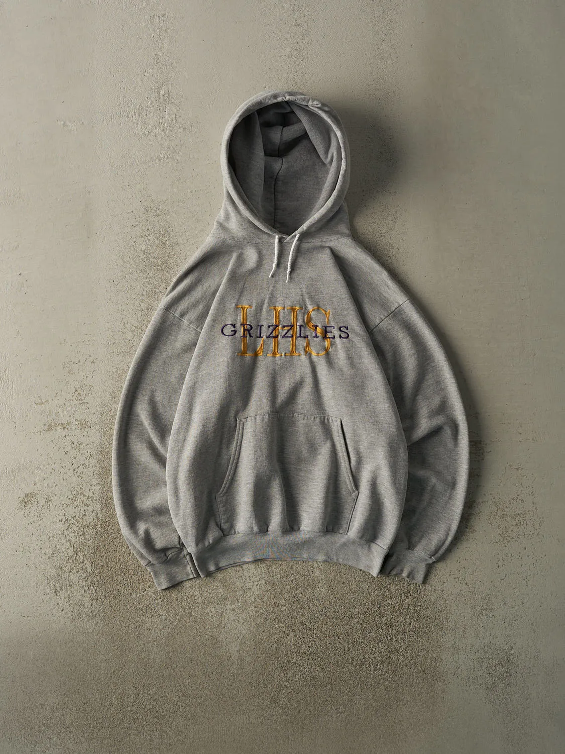 Vintage Y2K Grey LHS Grizzlies Embroidered Hoodie (M) sold by Rebalance Vintage