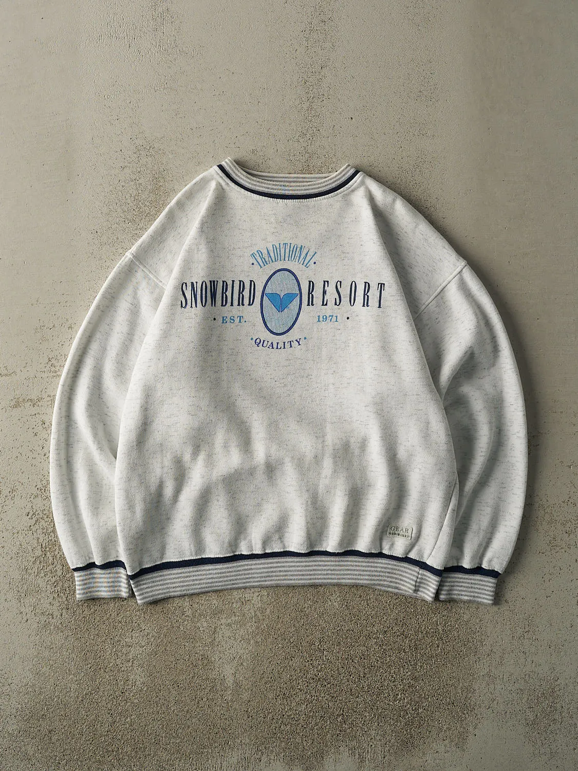 Vintage 90s Heather Grey Snowbird Resort Crewneck (L) sold by Rebalance Vintage