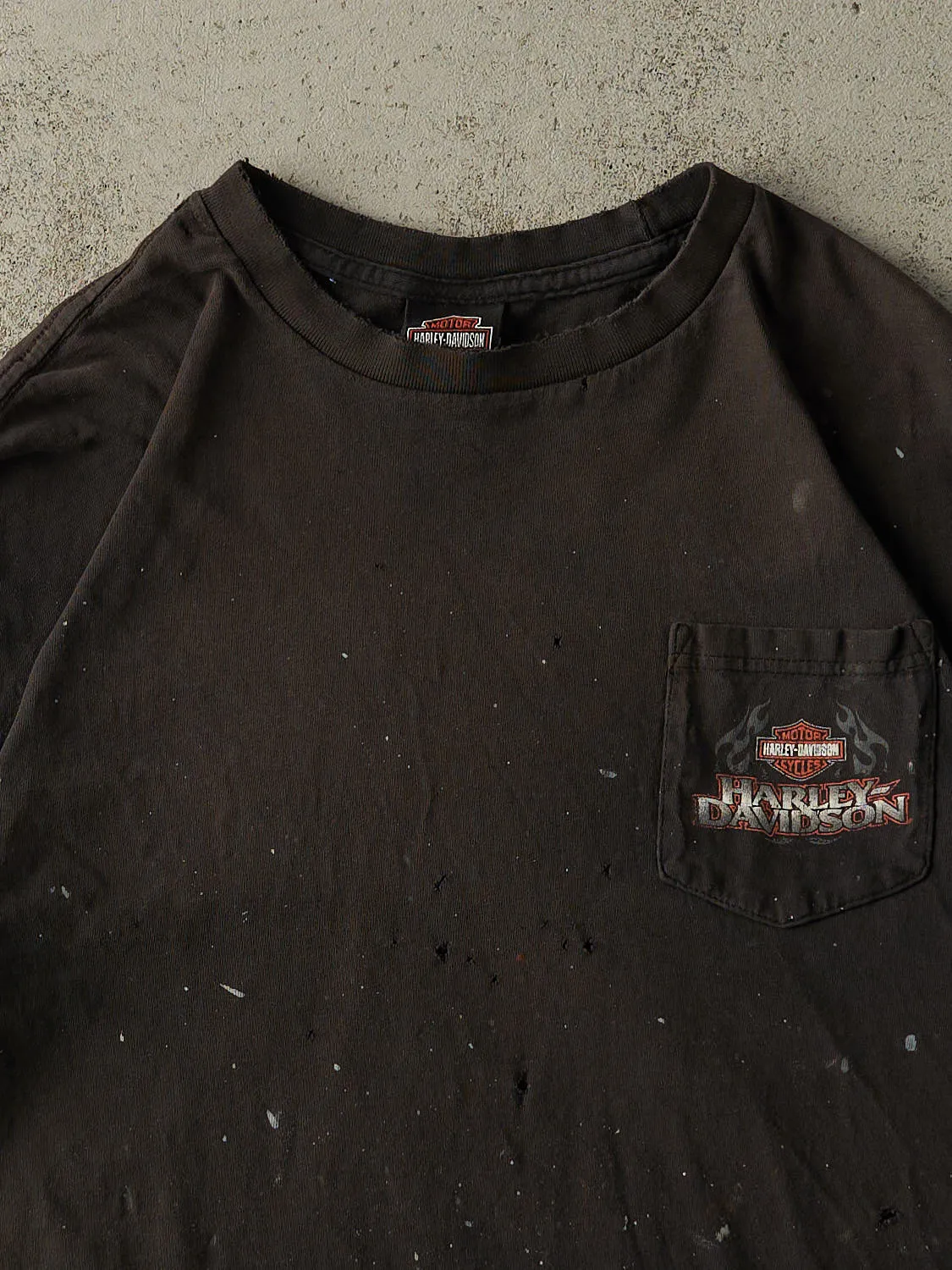 Vintage Y2K Faded Black Guam Harley Davidson Pocket Tee (L/XL) sold by Rebalance Vintage product image thumbnail 4