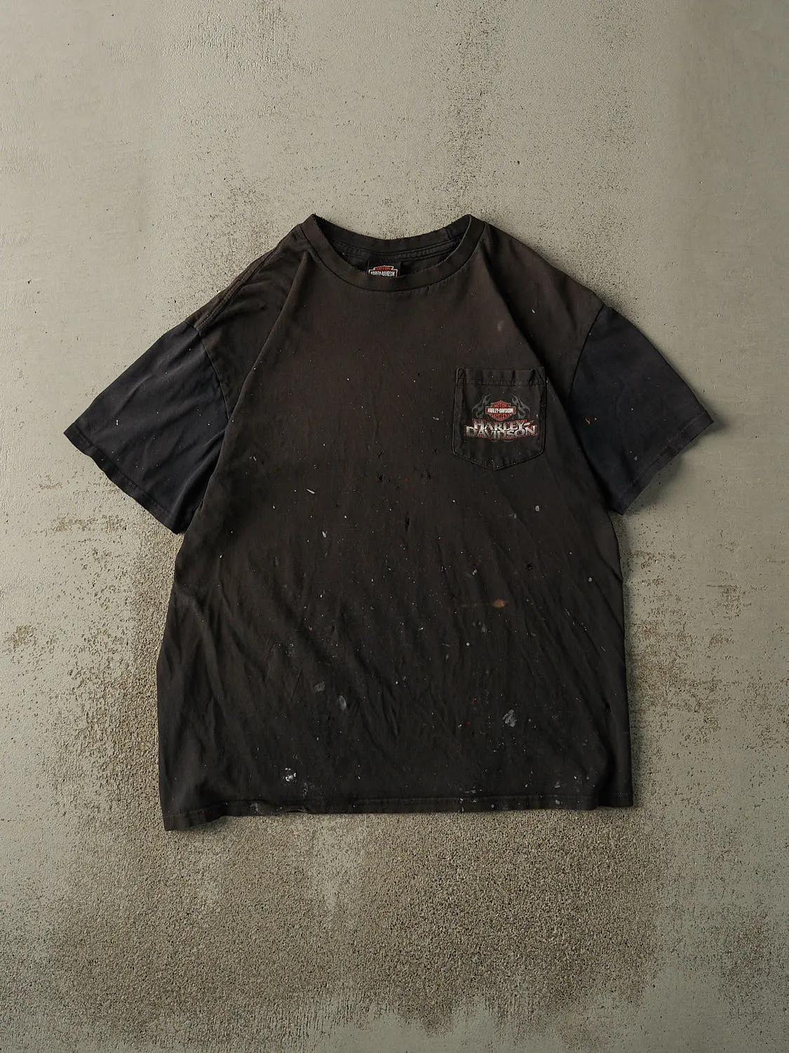 Vintage Y2K Faded Black Guam Harley Davidson Pocket Tee (L/XL) sold by Rebalance Vintage