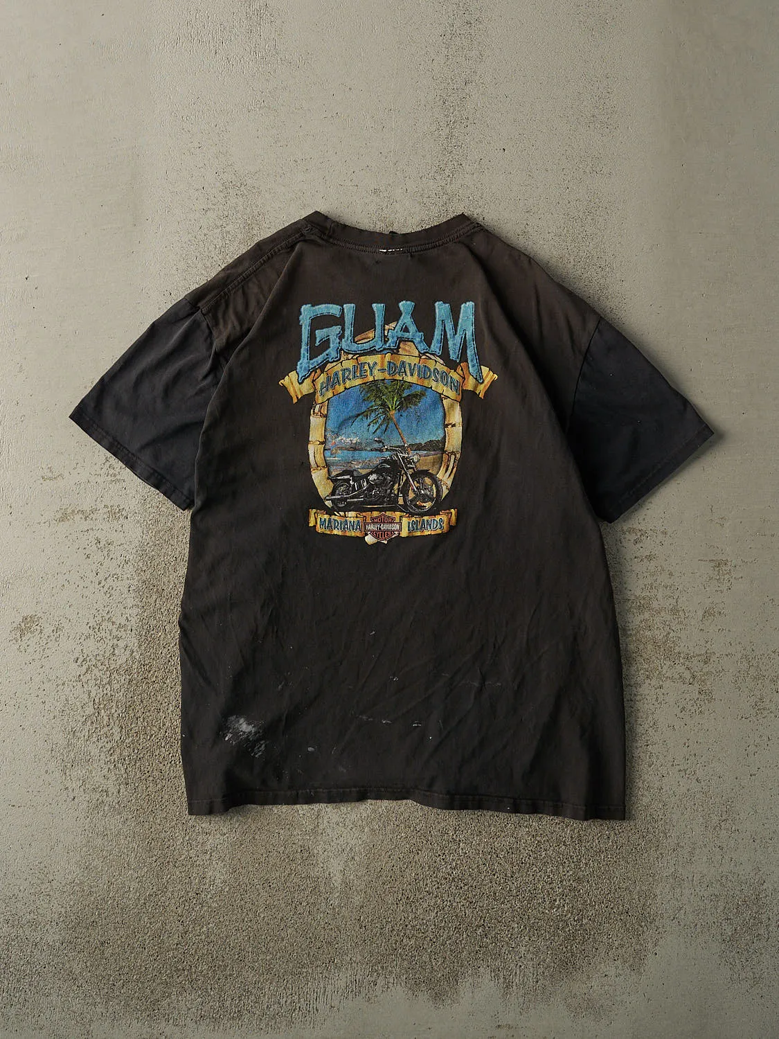 Vintage Y2K Faded Black Guam Harley Davidson Pocket Tee (L/XL) sold by Rebalance Vintage product image thumbnail 3