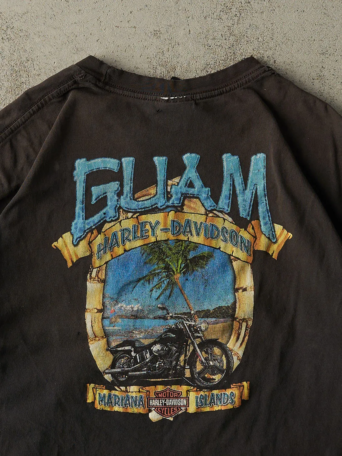 Vintage Y2K Faded Black Guam Harley Davidson Pocket Tee (L/XL) sold by Rebalance Vintage product image thumbnail 5