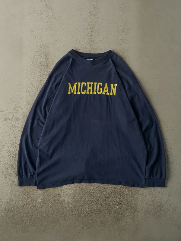Vintage 90s Navy Blue University of Michigan Long Sleeve (XL) sold by Rebalance Vintage
