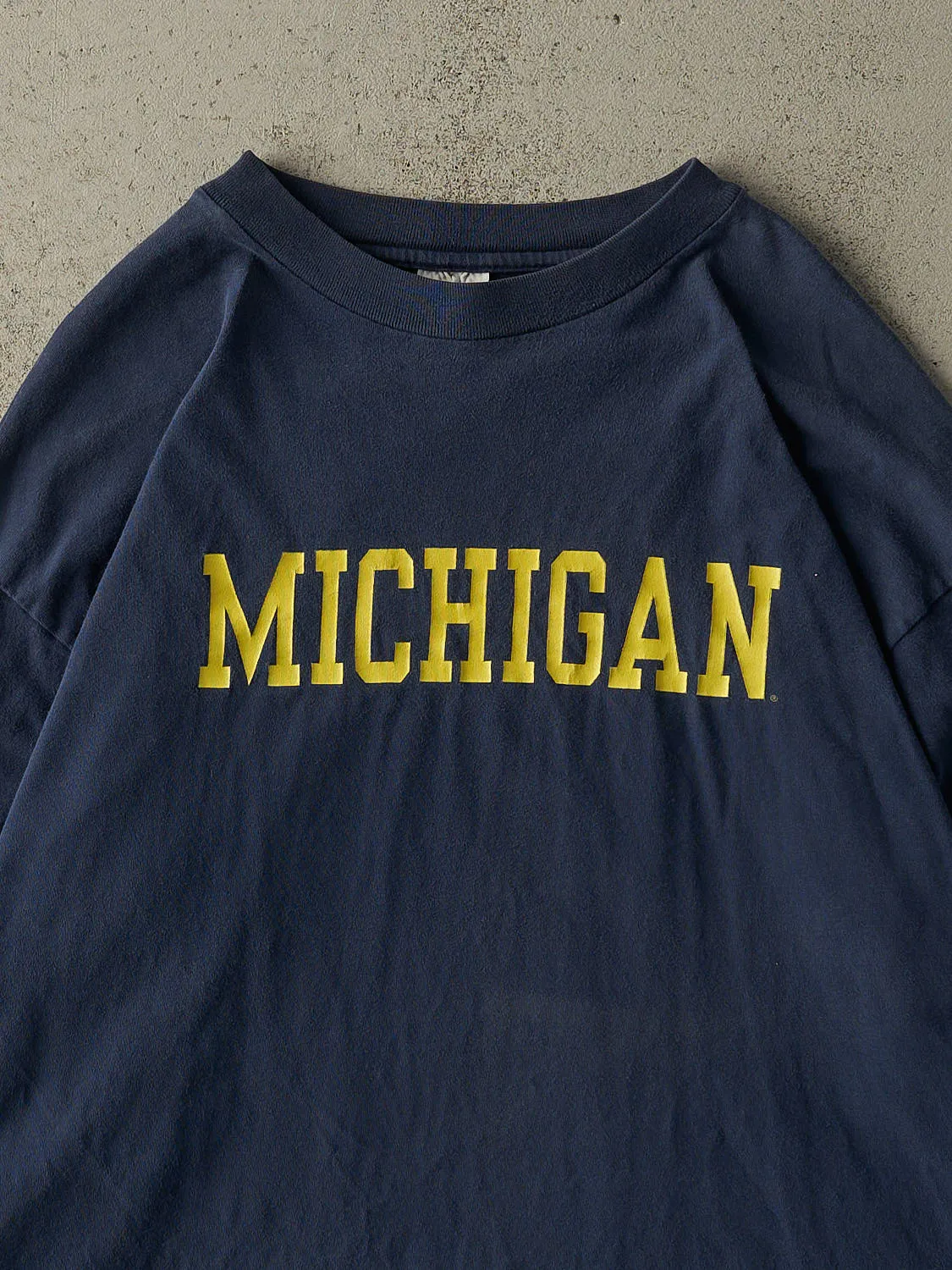 Vintage 90s Navy Blue University of Michigan Long Sleeve (XL) sold by Rebalance Vintage product image thumbnail 2
