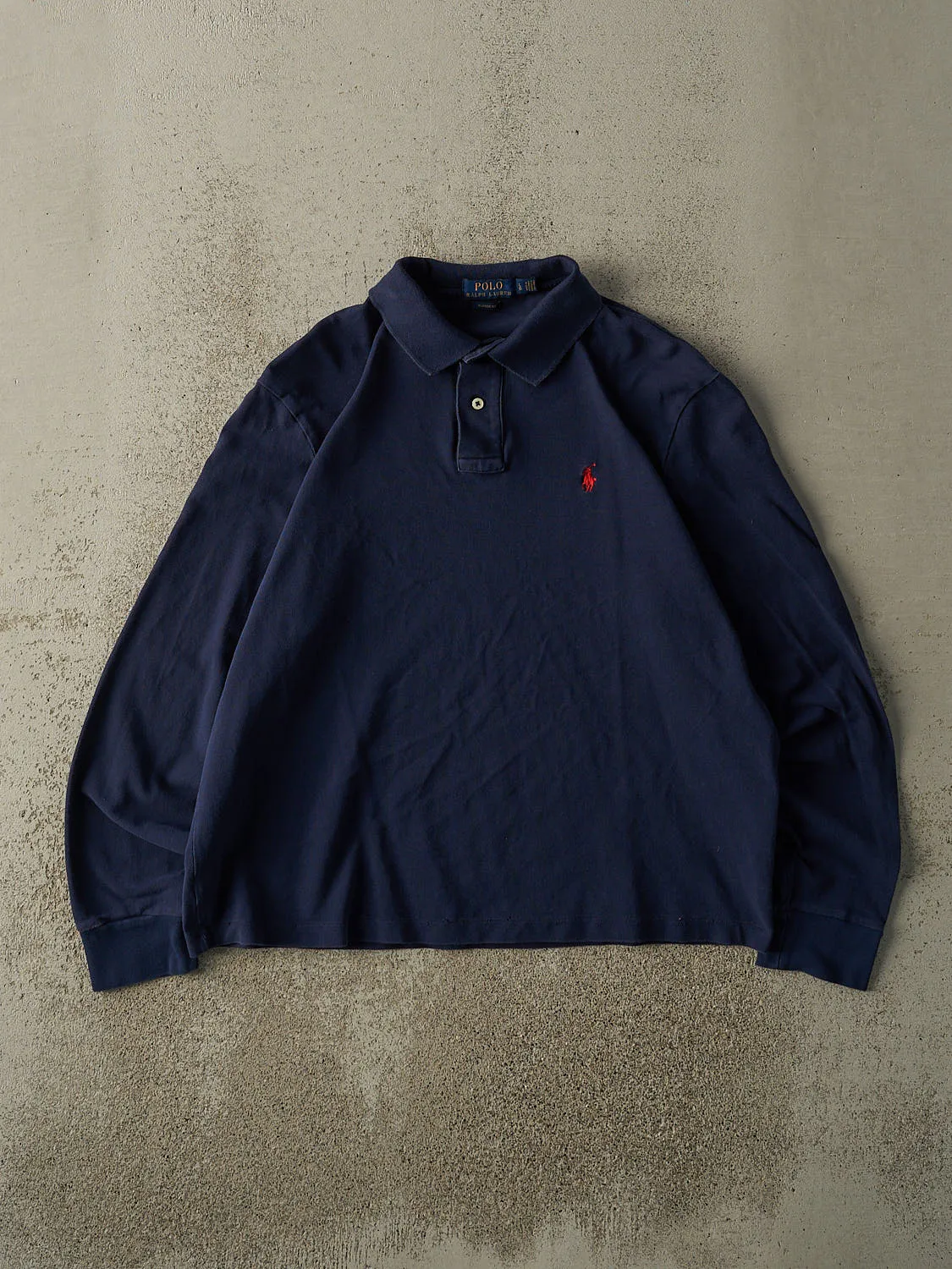 Vintage Y2K Navy Blue Polo Ralph Lauren Quarter Button (S/M) sold by Rebalance Vintage