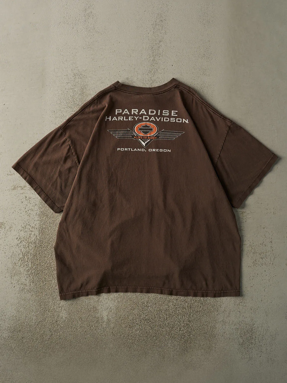 Vintage Y2K Brown Portland Oregon Harley Davidson Tee (XXL/XXXL) sold by Rebalance Vintage product image thumbnail 2