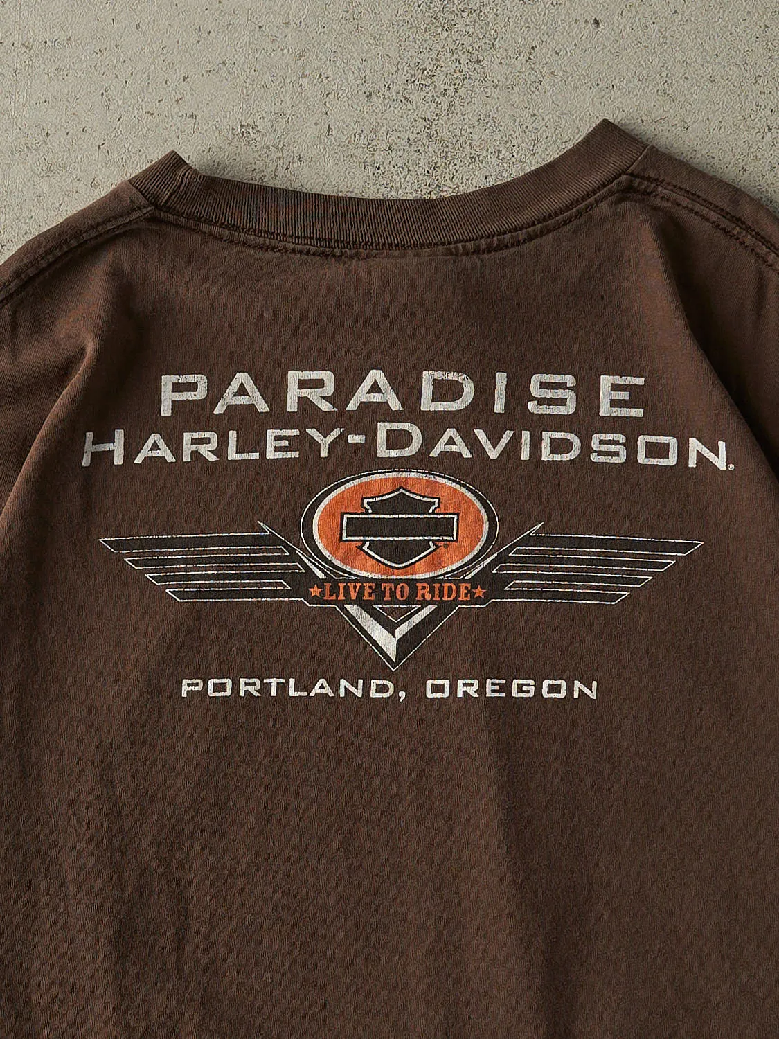 Vintage Y2K Brown Portland Oregon Harley Davidson Tee (XXL/XXXL) sold by Rebalance Vintage product image thumbnail 4