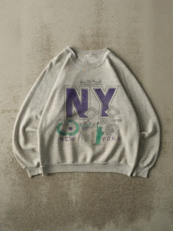 Vintage 80s Heather Grey New York University Crewneck (M) sold by Rebalance Vintage