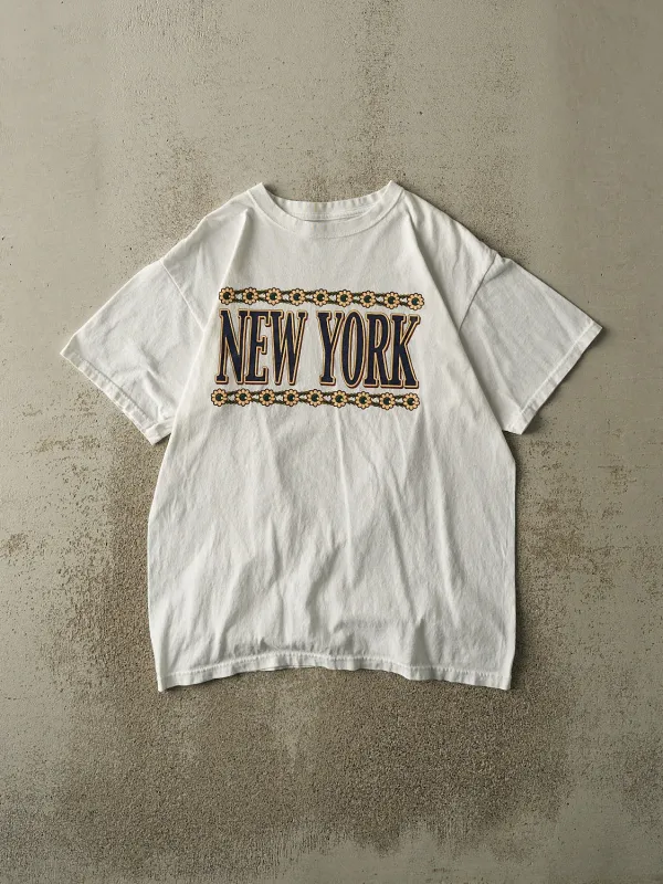 Vintage Y2K White New York Floral Tee (M/L) sold by Rebalance Vintage