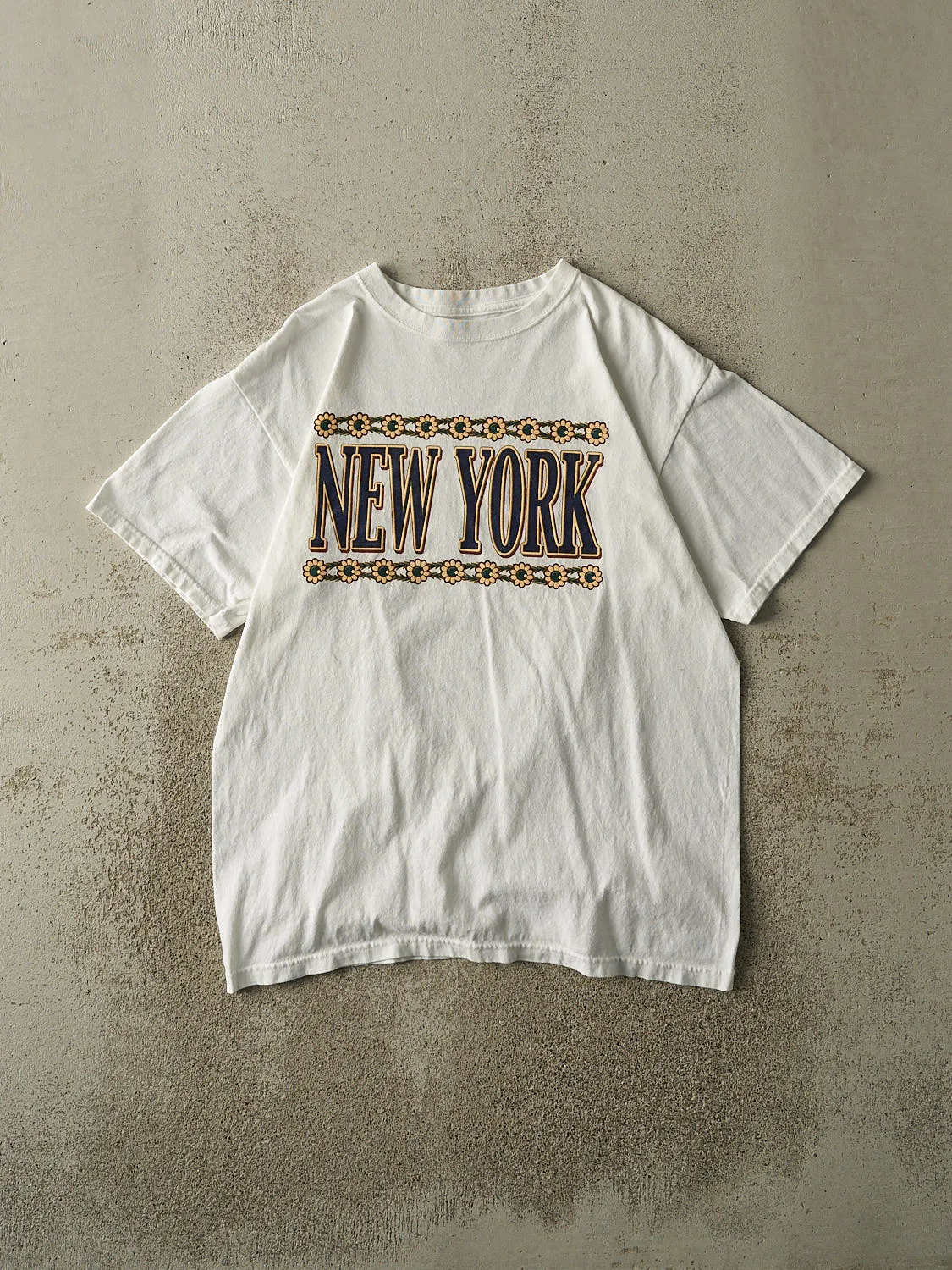 Vintage Y2K White New York Floral Tee (M/L) sold by Rebalance Vintage