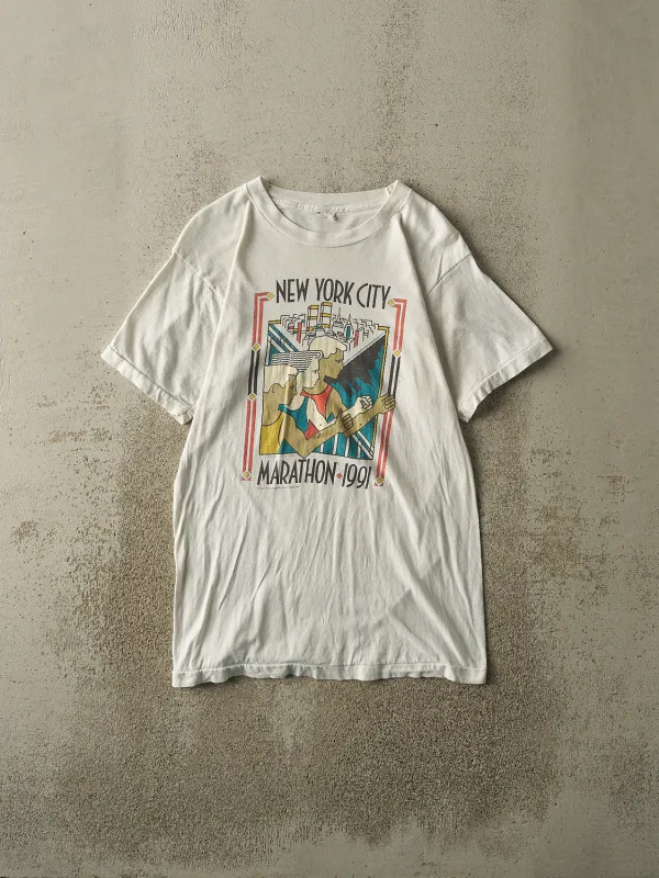 Vintage 91' White New York City Marathon Single Stitch Tee (XS/S) made by Rebalance Vintage