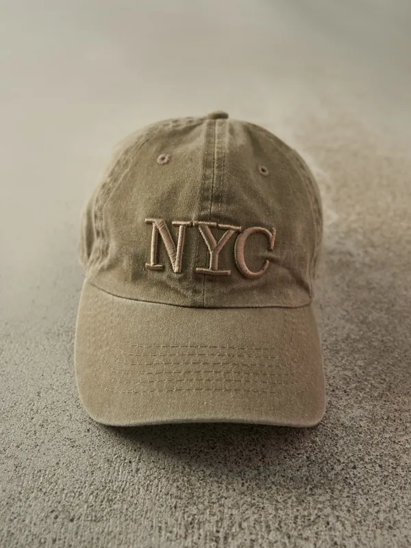 Vintage 90s Beige NYC Embroidered Strapback Hat sold by Rebalance Vintage