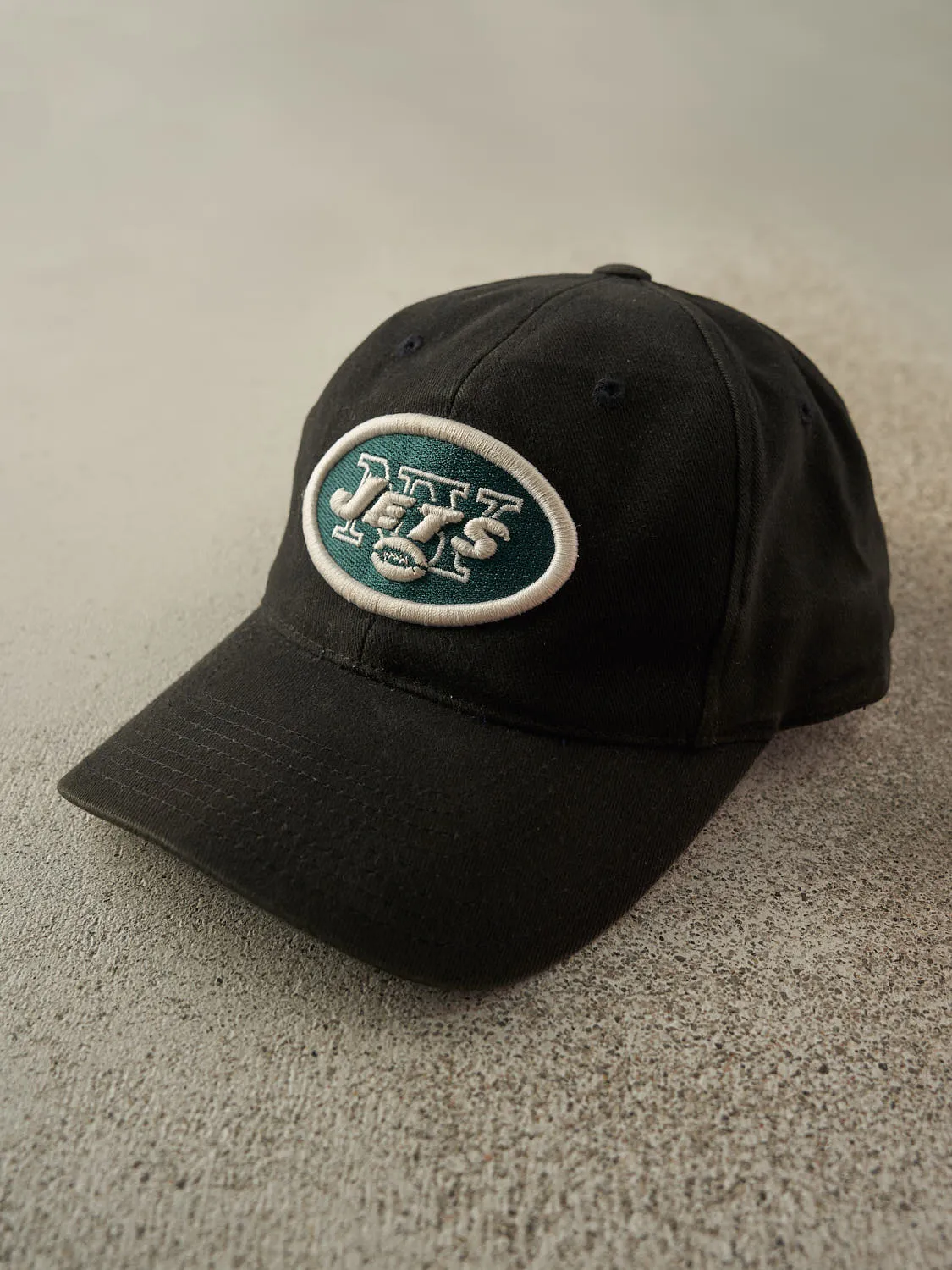 Vintage Y2K Faded Black New York Jets Embroidered Strapback Hat sold by Rebalance Vintage product image thumbnail 2