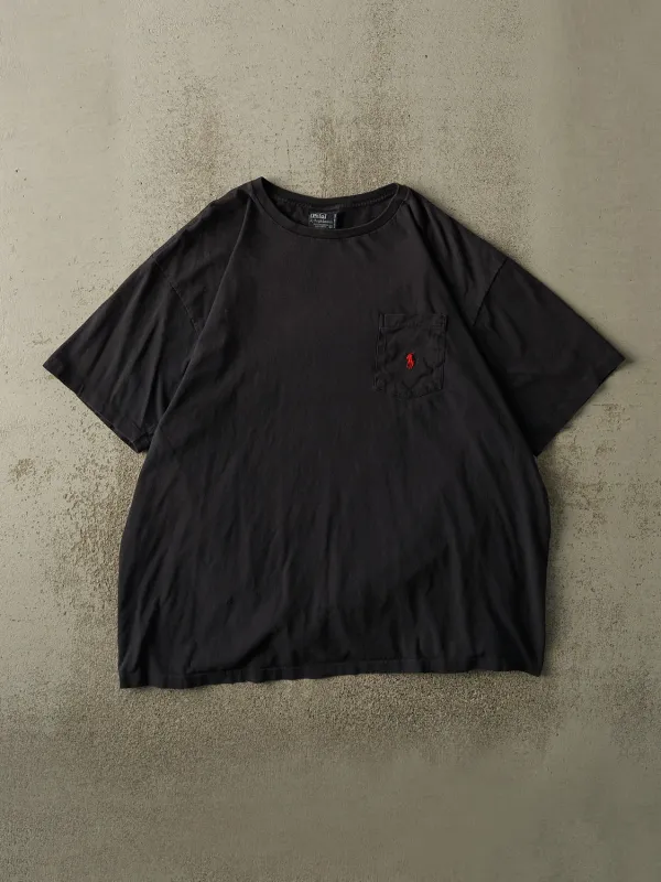 Vintage 90s Faded Black Ralph Lauren Pocket Single Stitch Tee (XL) sold by Rebalance Vintage