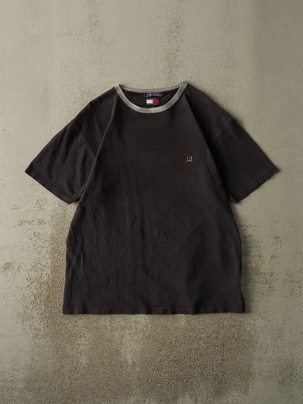Vintage 90s Black Tommy Hilfiger Embroidered Textured Tee (L/XL) sold by Rebalance Vintage