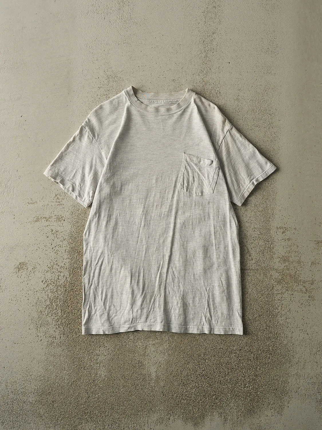 Vintage 90s Heather Grey Pocket Single Stitch Tee (S/M) sold by Rebalance Vintage