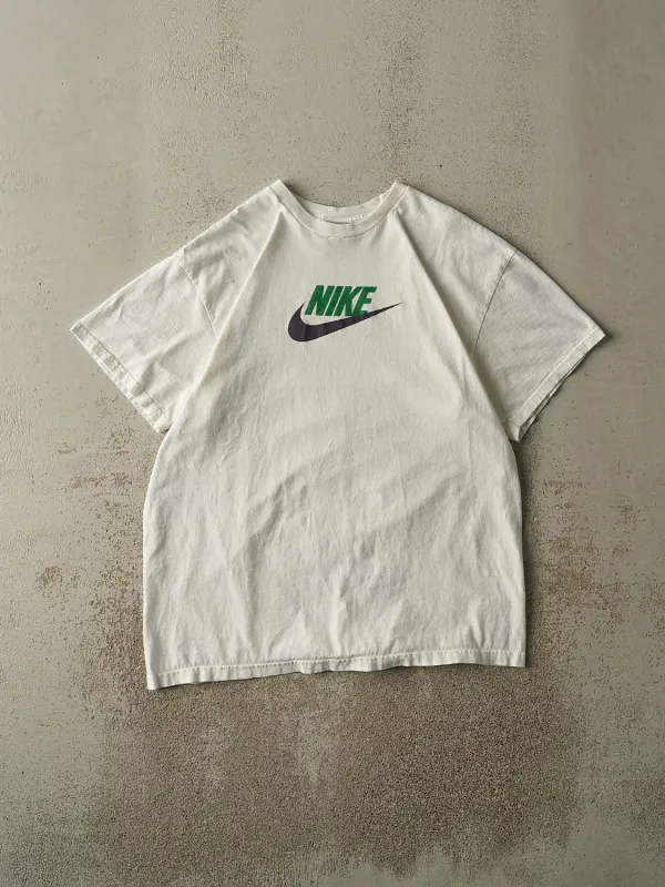 Vintage Y2K White Nike Big Logo Tee (L/XL) sold by Rebalance Vintage