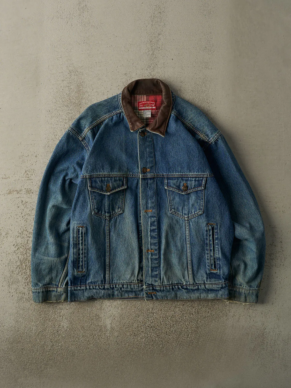 Vintage 80s Dark Wash Marlboro Jean Jacket (XL) sold by Rebalance Vintage
