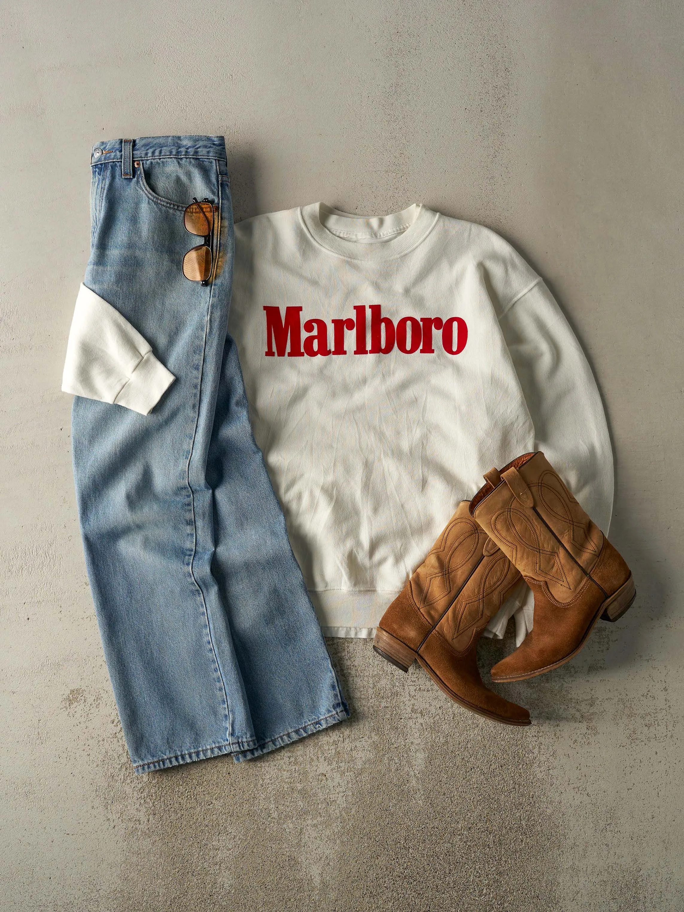 Vintage 80s White Marlboro Crewneck (L) sold by Rebalance Vintage product image thumbnail 2
