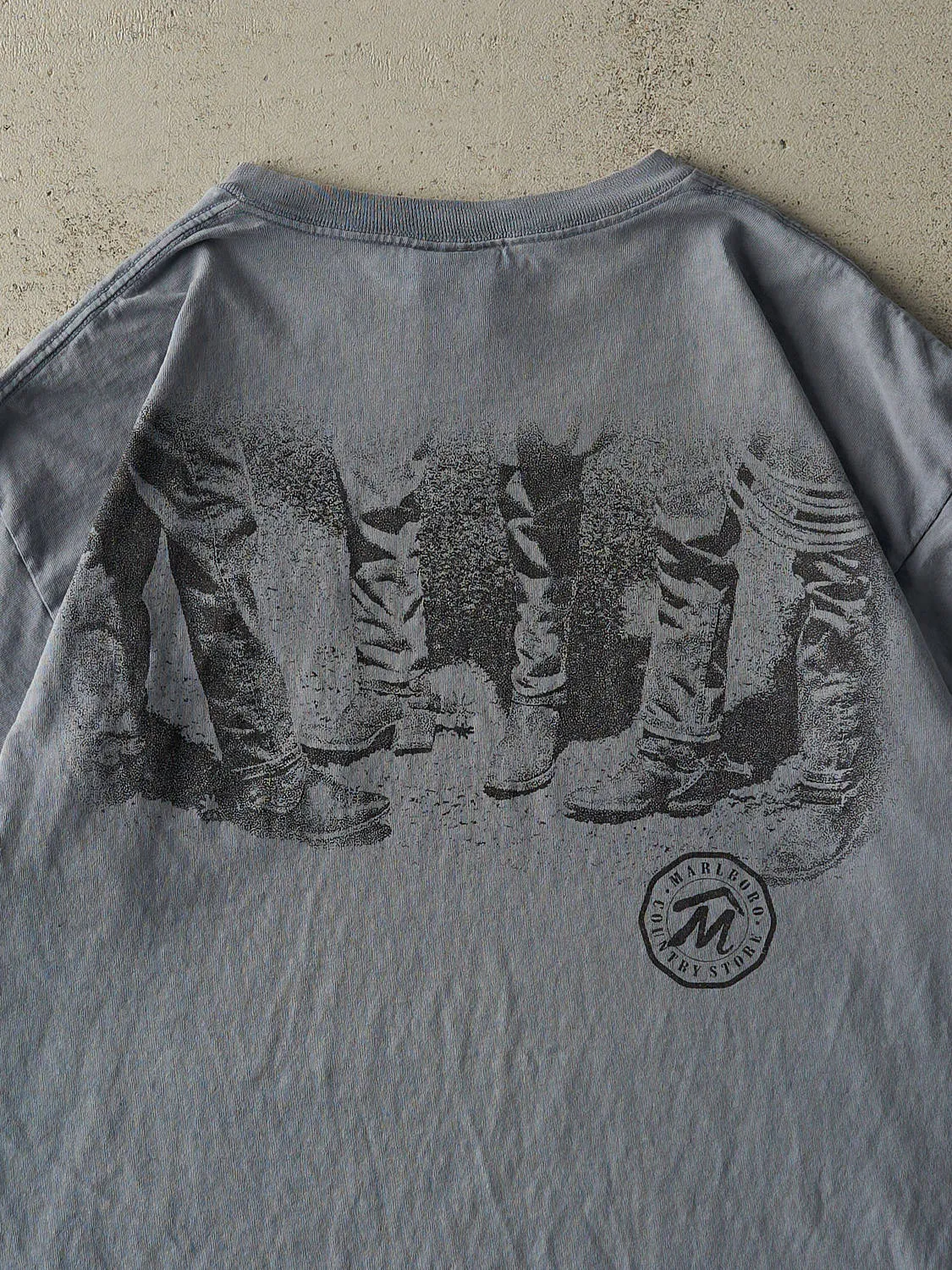 Vintage 90s Washed Blue Marlboro Country Store Pocket Tee (XL/XXL) sold by Rebalance Vintage product image thumbnail 4