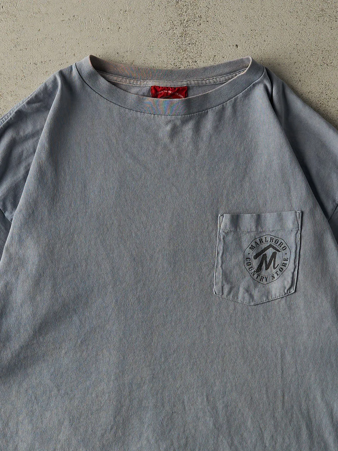 Vintage 90s Washed Blue Marlboro Country Store Pocket Tee (XL/XXL) sold by Rebalance Vintage product image thumbnail 3