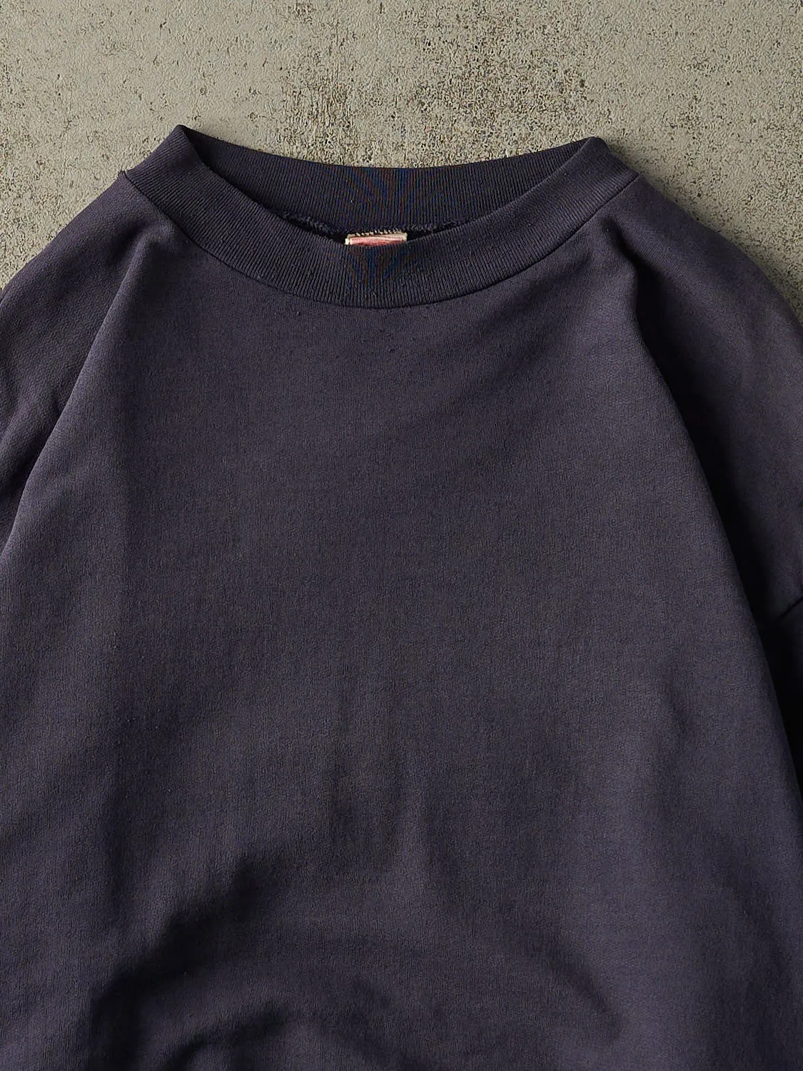 Vintage 90s Faded Navy Blank Lightweight Crewneck (L/XL) sold by Rebalance Vintage product image thumbnail 2