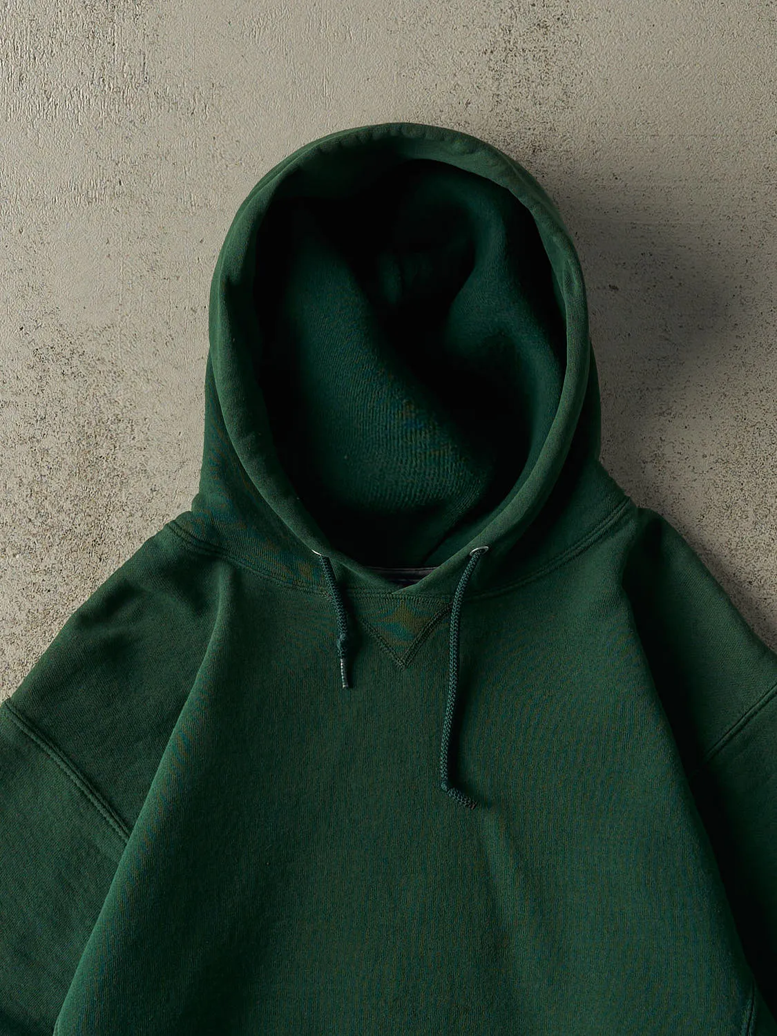 Vintage Y2K Green Russell Athletic Blank Hoodie (M/L) sold by Rebalance Vintage product image thumbnail 2