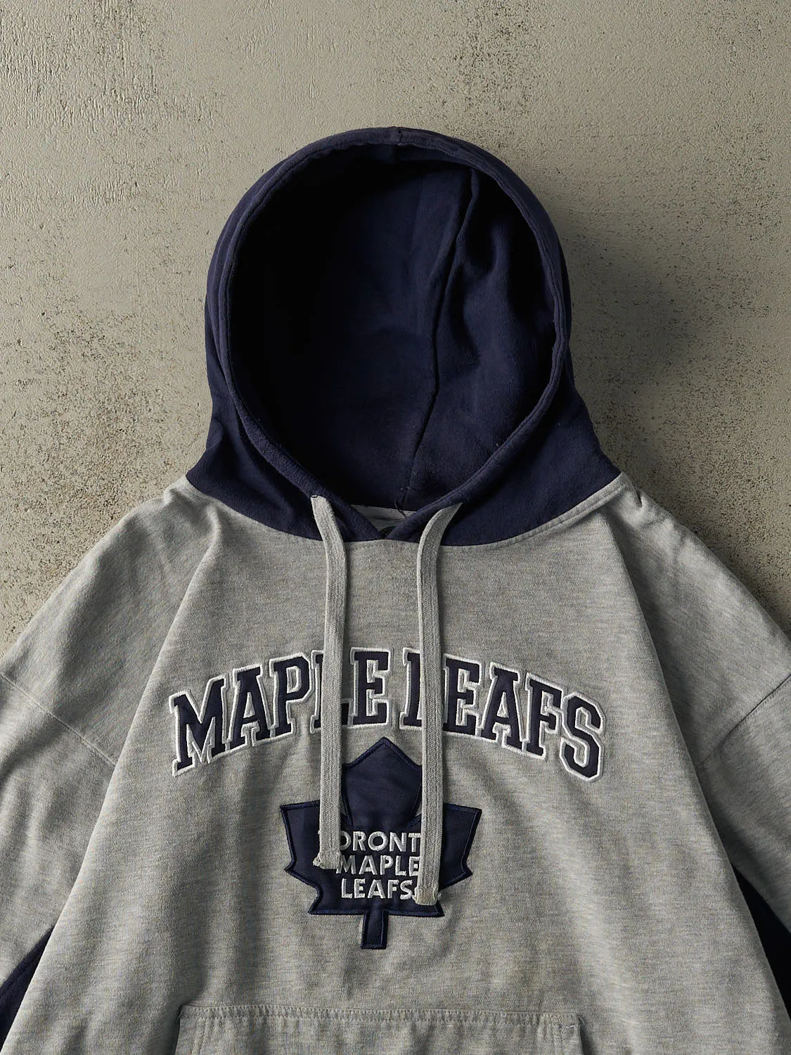 Vintage Y2K Grey & Navy Toronto Maple Leafs Embroidered Hoodie (XL) sold by Rebalance Vintage product image thumbnail 2