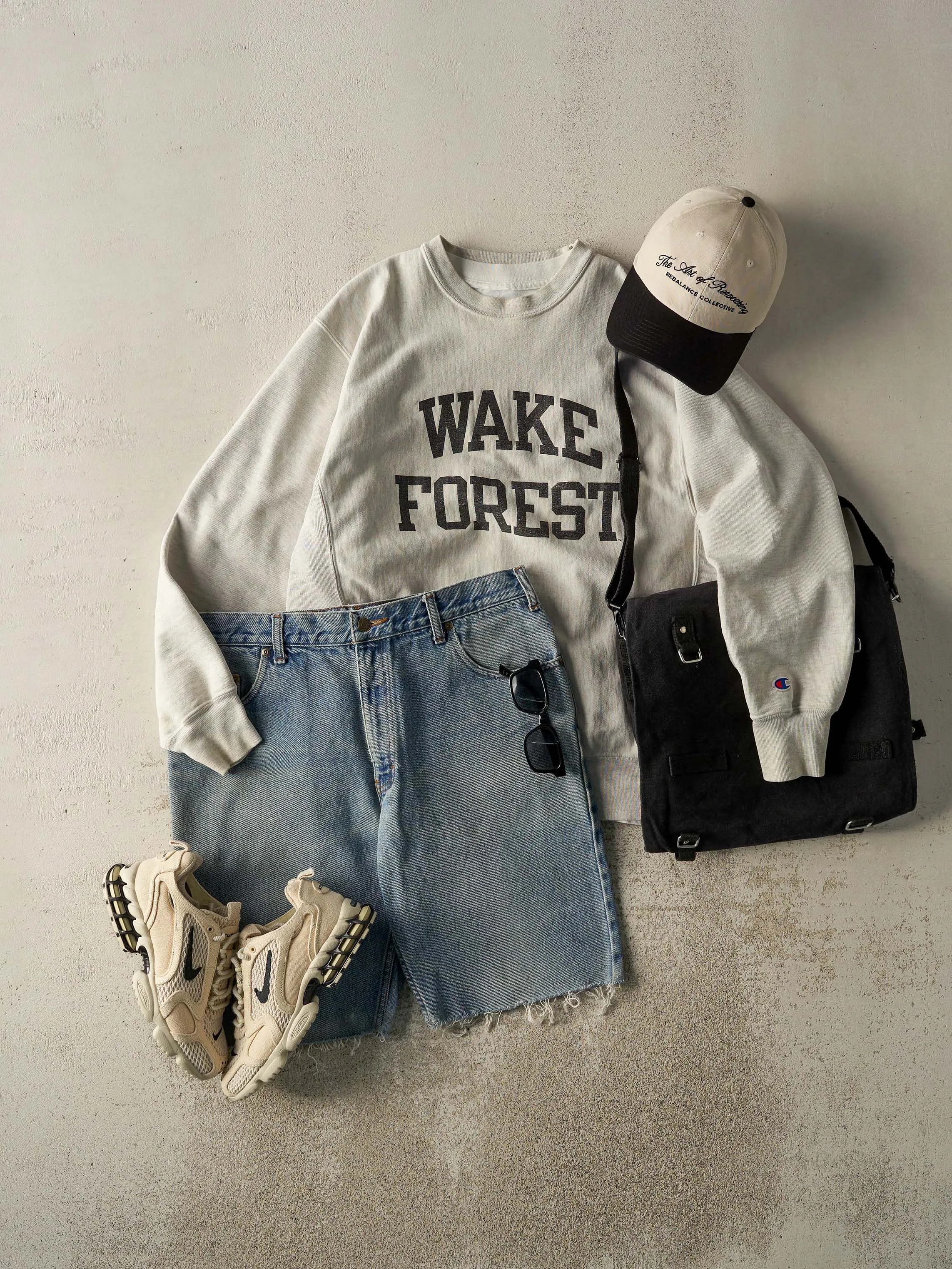 Vintage 90s Heather Grey "Wake Forest" Reverse Weave Crewneck (L/XL) sold by Rebalance Vintage product image thumbnail 2